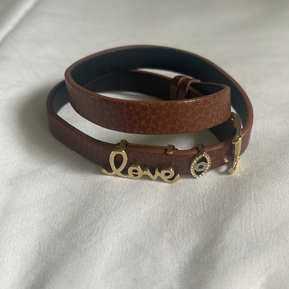 KEEP Collective leather wrap evil eye love bracelet
